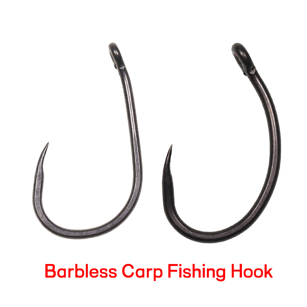 Fishing Hook Assortment - 50PCS Matt Black Carp Fishing Barbless