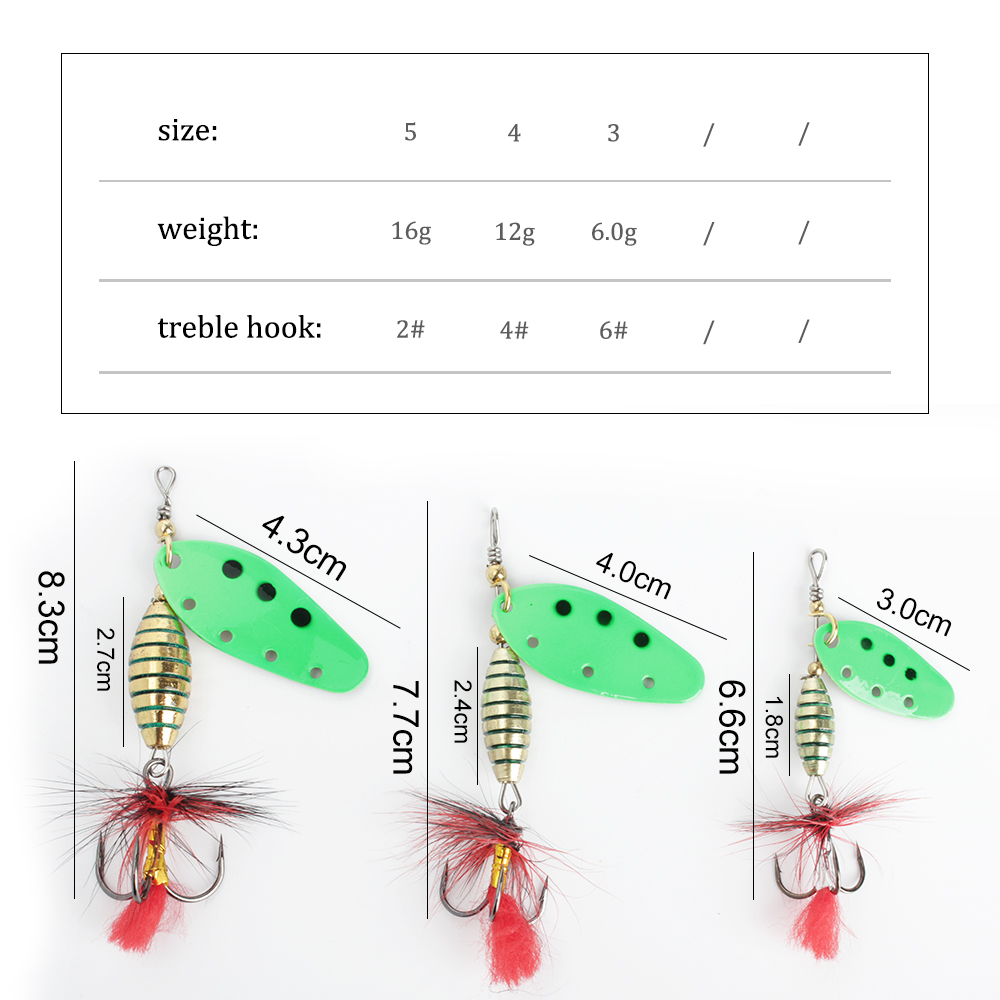 FTK 6g 12g 16g Metal Spinner B - đánh giá và giá Fishing Hook Treble