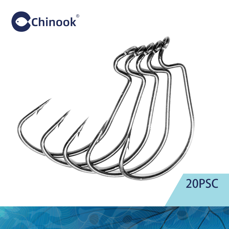 Chinook 20pcs Wide worm Texan  - đánh giá và giá Fishing Hook Barbless