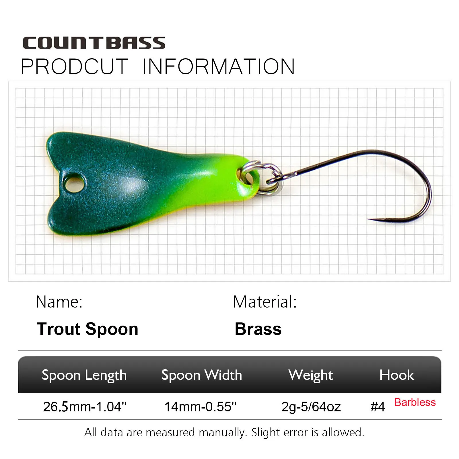 COUNTBASS 5/64Oz 2G Đúc Thìa C - đánh giá và giá Fishing Hook Barbless
