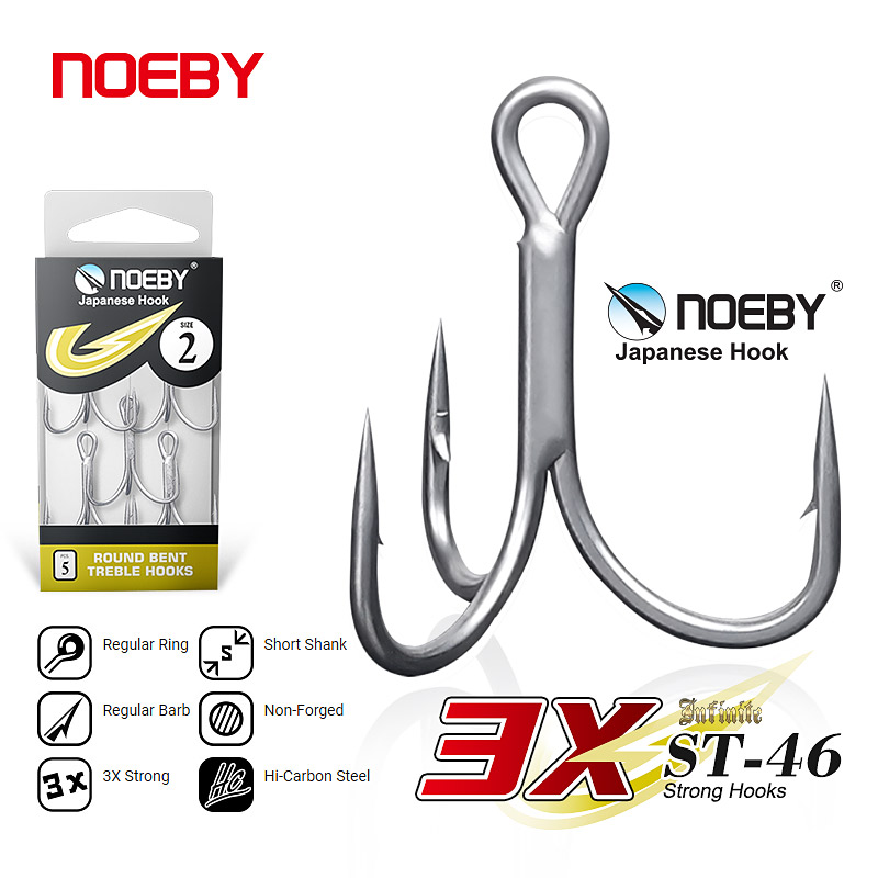 Noeby 4 3X Mạnh Móc Câu Cá 1 2 - đánh giá và giá Fishing Hook Barbless