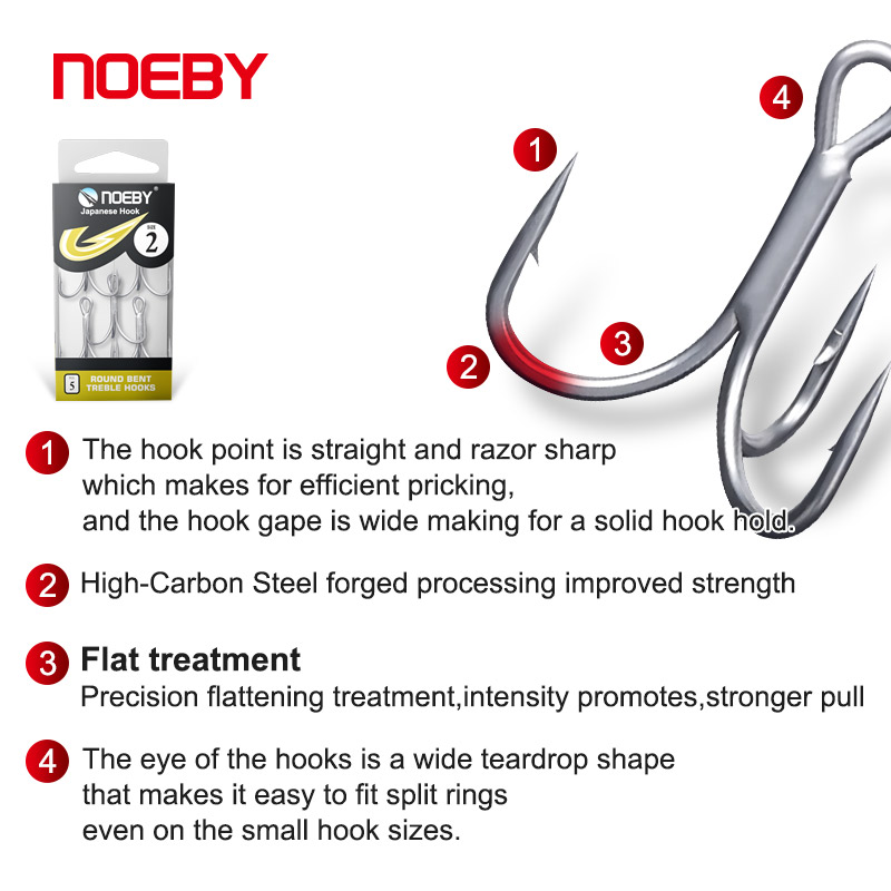 Noeby 4 3X Mạnh Móc Câu Cá 1 2 - đánh giá và giá Fishing Hook Barbless