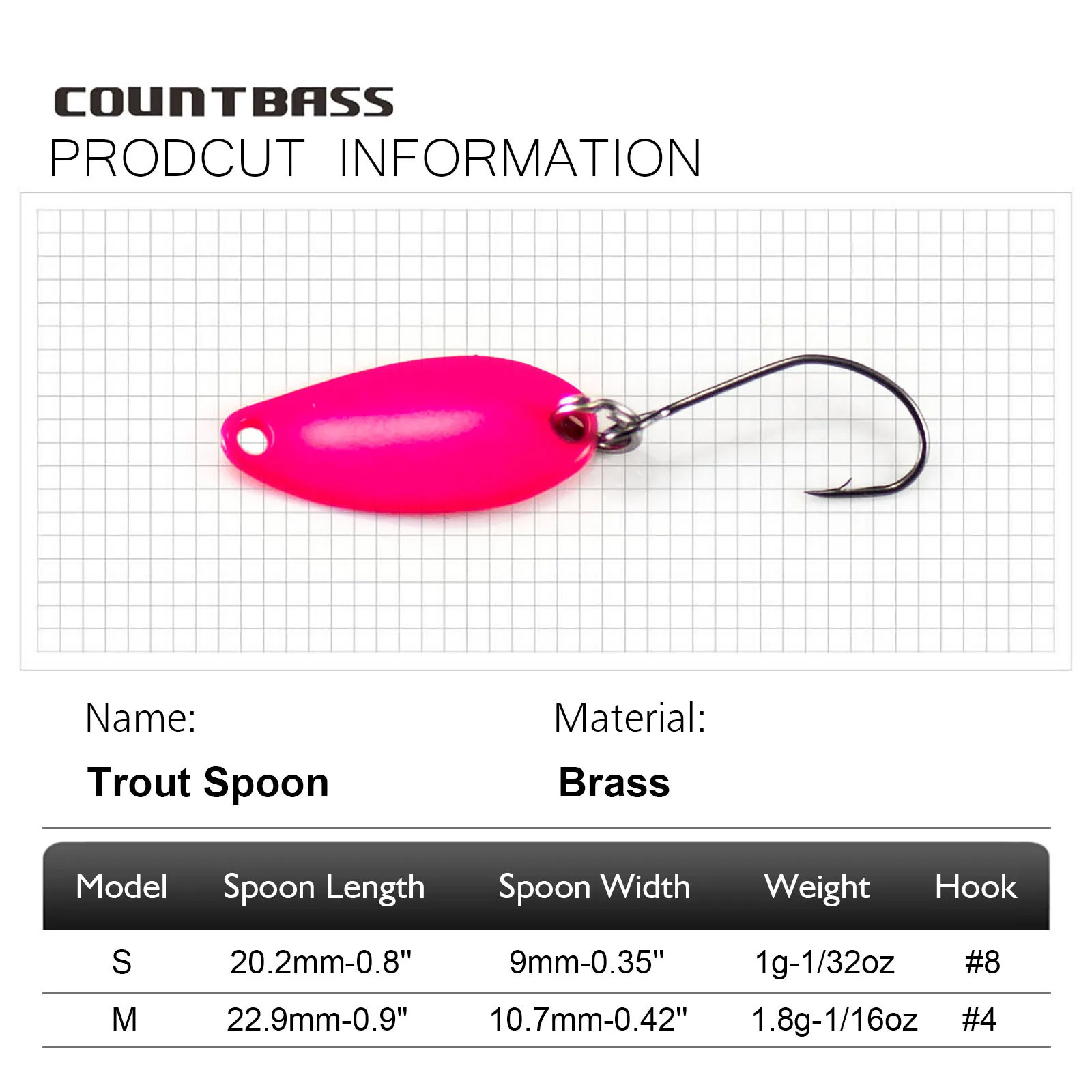 Countbass Cá Hồi Thìa Hàn Quốc - đánh giá và giá Fishing Hook Size